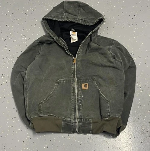Vintage Carhartt J25 MOS Moss Green Faded Active Jacket Thermal Lined Small - product listing photo