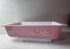 Pyrex 575 Pink Scroll Space Saver Casserole Refrigerator Dish 1958-59 USA