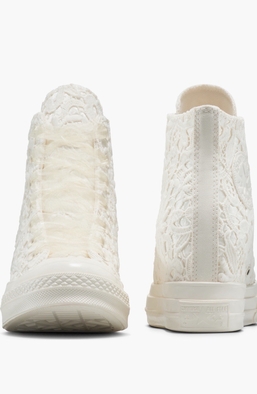 New Converse Chuck Taylor Sz 9 Egret/Black Sneakers Women Shoes Bridal Crochet thumbnail 2