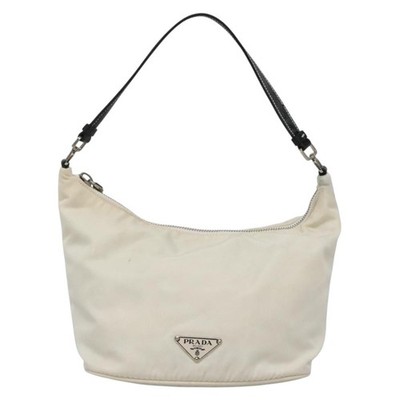 PRADA Shoulder Bag Nylon White Silver Auth 136266 | eBay