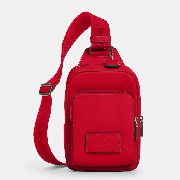 NWT Coach Racer Sling Pack CX071 Smooth calf leather Bold Red | eBay