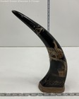 Carved Buffalo Horn W/Design — photo 1