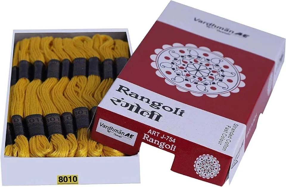 Rangoli Threads Cross Stitch Stranded Cotton Thread Floss Hand Embroidery Yellow - Image 2 of 3
