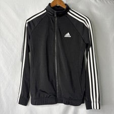 Adidas Women  s Small Original 3 Stripes Zip Front Track Jacket White Logo