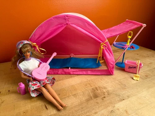 Vintage Barbie Camping Set "Outdoor Fun Playset" 1993 Tent & Accessories Mattel