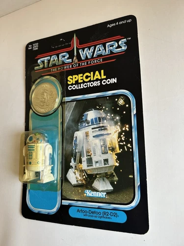 Vintage Star Wars Power Of The Force R2-D2 Coin Unpunched Kenner 1984 92 Back - Picture 9 of 24