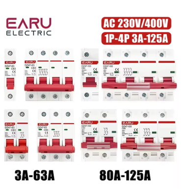 Type C MCB Circuit Breaker 1P 2P 3P 4P 3A-125A AC DIN Rail Protector
