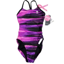 TYR DuraFast Elite Lumen CutoutFit 1pc YOUTH Swimsuit Pink Black Size 22 - $80