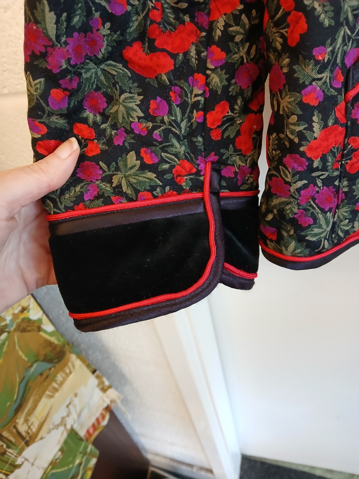 Giacca cappotto Gieves And Hawkes vintage floreale Saville fila rosso e blu