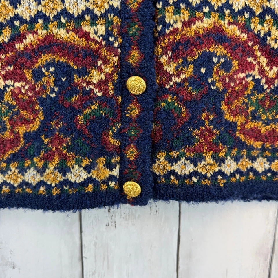 Cárdigan Suéter De Colección Marks & Spencer Azul Tapiz Tejido Con Botones Talla 8 Foto 4 de 4