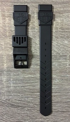 Correa de repuesto de goma negra TAG Heuer Fórmula 1 de 18 mm para relojes de tamaño mediano.