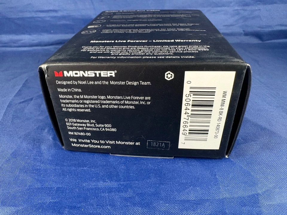 CABLE AUXILIAR Monster 8 pies 2,4 m audio 3,5 mm Contactos Dorados Audio HD Nuevo en Caja Foto 4 de 4