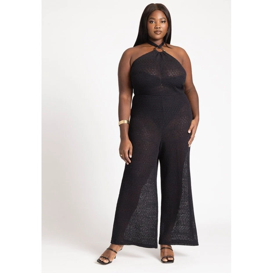 plus size black lace jumpsuit