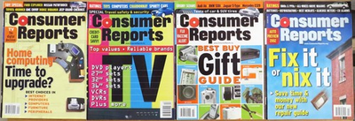 #ad Vintage Lot of 4 Consumer Reports Magazines Sept Dec 2001 Newstand FREE SHIP $14.88