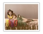 Young Hawaiian Girl Vintage Hand Colored Tinted Photo Postcard 1943