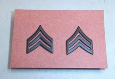 Pair Set of US Army Sergeant E5 Black Subdued Metal Rank Insignia Chevron Pins