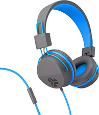 Neon On-Ear Wired Headphones, Graphite/Blue, Feather Light, Ultra-Plush Eco Leat