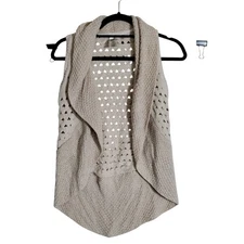 Max Studio Size S (7/8) Boho Crochet Open Sweater Vest Y2K