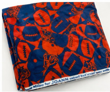 3.5 Yards JoAnn Football Anti-Pill Fleece Fabric Orange Blue Helmets Sports NFL