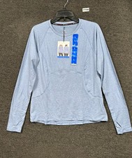 Spyder Active Shirt Womens Sz L Heather Blue Running Thumb Hole Zip Pockets NEW
