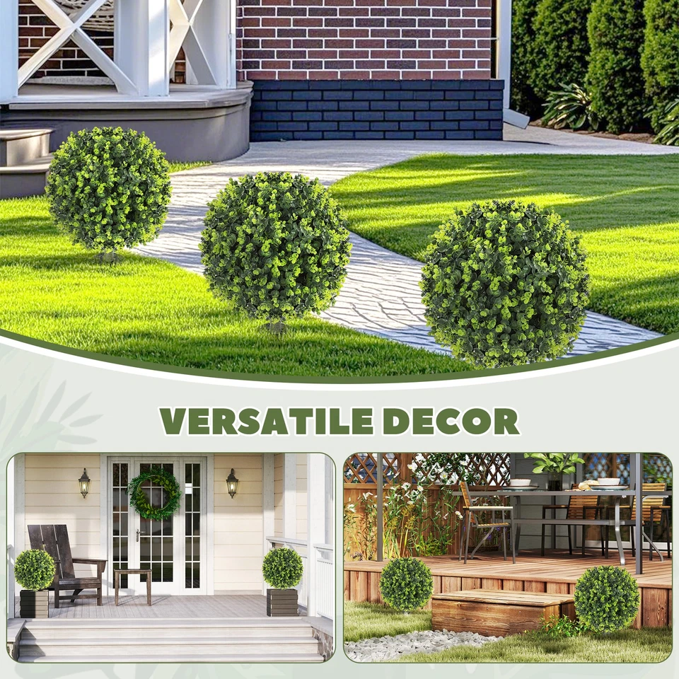 HOMCOM Set of 2 40cm Artificial Boxwood Topiary Ball Bush for Indoor Outdoor - Image 4 of 4