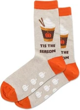 Hot Sox Women's Fuzzy Tis The Season Non Sock 1 Pair, Natural, Women's 9-11