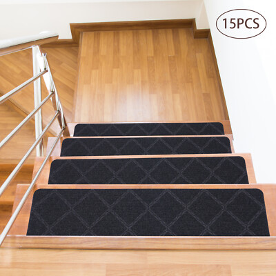 Indoor Soft Carpet Stair Treads Rugs 15PCS Non-Slip Self Adhesive 8''x 30'' NEW US