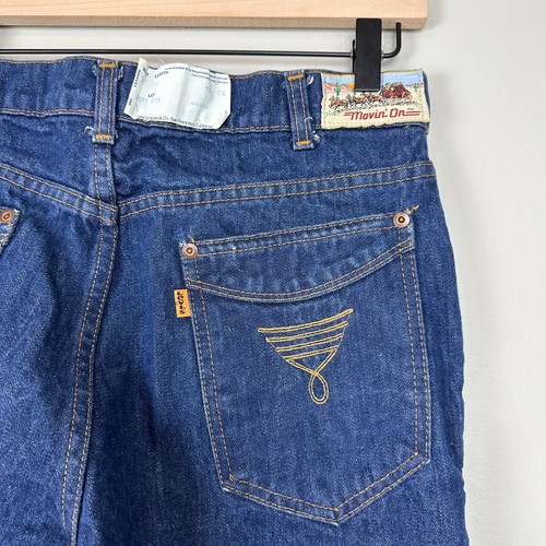 Jeans Levis 32x34 de Colección Años 70 Deadstock Naranja Tab Corte Bota Movin On Hecho en EE. UU. Retro - Imagen 10 de 16