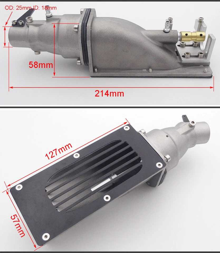 18mm Metal Jet Pump Water Thruster CNC Propeller Sprayer for 60-70mm RC Boat Jet - Image 2 of 4