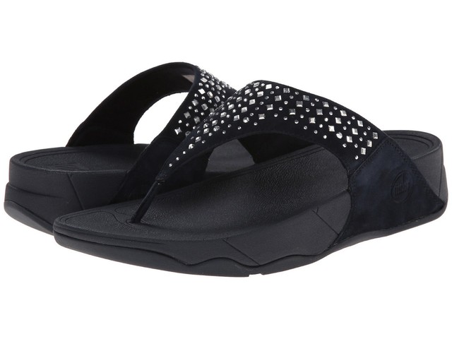 women's black flip flops with rhinestones