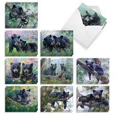 20 Assorted Blank Notecards w/ Envelopes (10 Designs, 2 Each) Bears and Cubs
