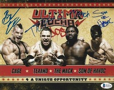 Texano Jr Willie Mack Son of Havoc Brian Cage Signed 8x10 Photo BAS COA AEW AAA