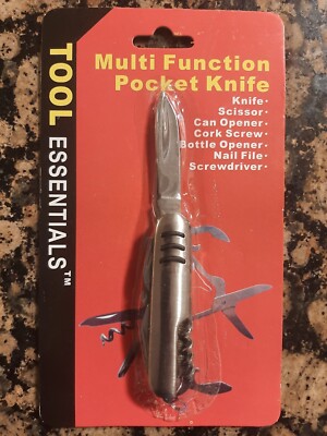 TOOL ESSENTIALS Multi Function Pocket Knife SCISSORS BOTTLE OPENER SCREWDRIVER