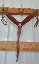 New horse tack Roper style Heavy oiled breast collar saddle trail barrel roping