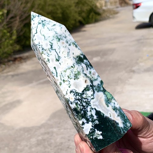 1.29LB Natural green water grass agate crystal Obelisk quartz energy column - 第 2/21 張圖片
