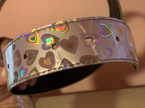 No Boundaries Silver Holographic Hearts 2XL Gürtel Club, Rave, Neon, Kawaii - Bild 7 von 7