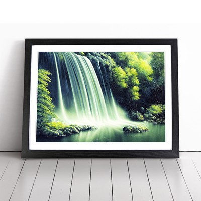 Üppiger Wasserfall Vol.2 Wandbild Kunstdruck gerahmt Leinwand Bild Poster Deko