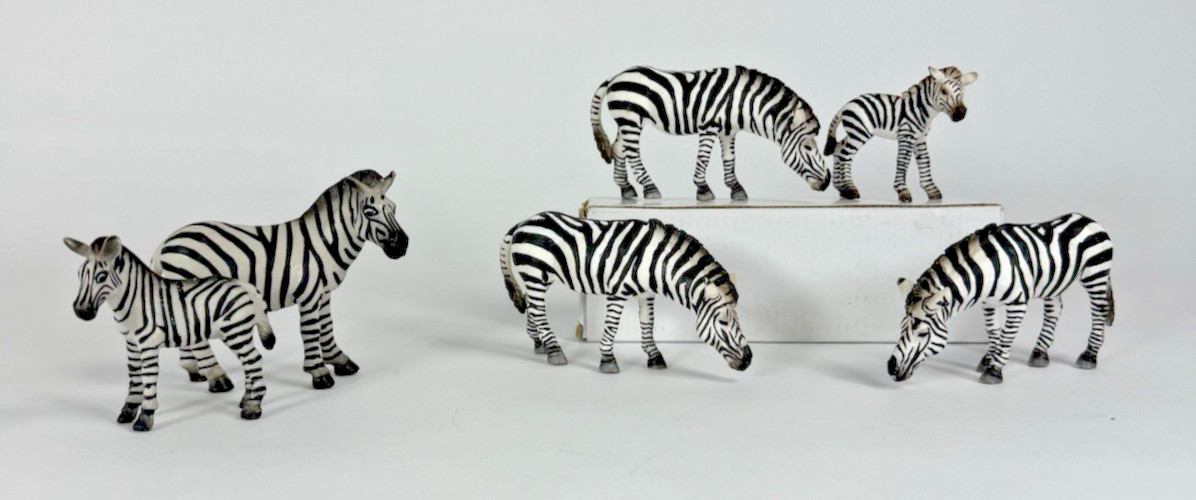 Schleich Zebra Figurine Lot Adult Baby 2009 1998 Retired 4" 3"