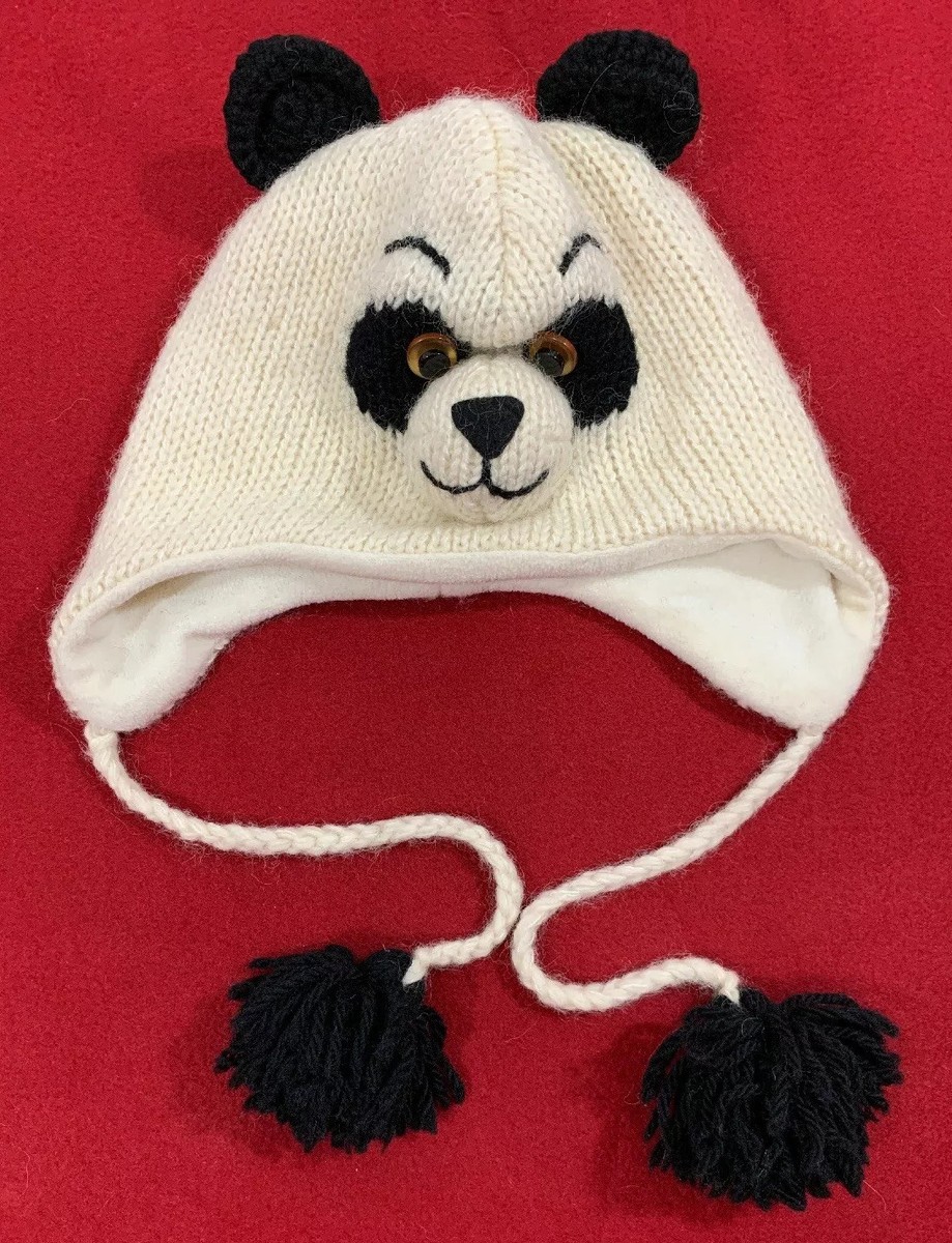 delux Brand Panda HAT Knit Girl Boy Child Cap FLEECE LINED  display picture 2