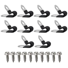 10x Brake Line Retainer Rubber Coated Insulated Cable Clamps for 3/16" Tube
