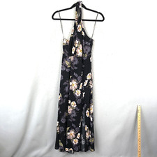 ASTR The Label Maxi Dress Womens M Floral Print Halter High Neck Boho Crinkle
