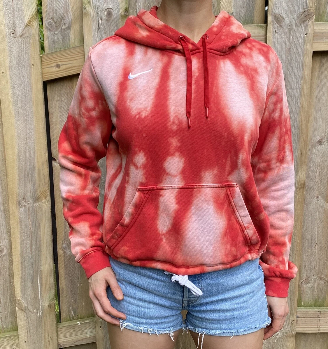 Nike Swoosh Custom Vintage Bleach Tie-dye Hoodie Sweatshirt