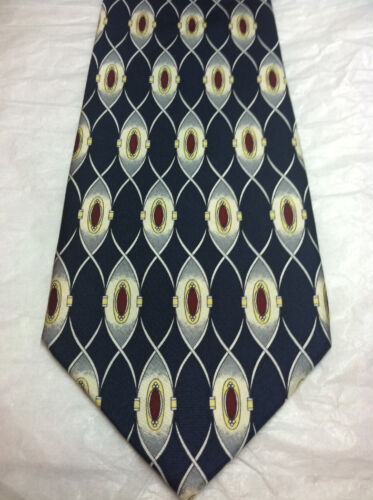 MARCO POLO MENS TIE NAVY BLUE WITH RED YELLOW GRAY 4 X 59