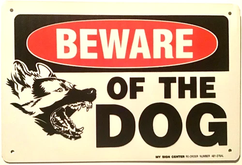 8x12 Tin Sign Beware guard dog warning German Shepard security fence gate (Br12c