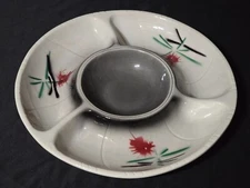 Vintage LANE 3060 12” Divided Nut Relish Veggie Snack Tray CALIFORNIA POTTERY