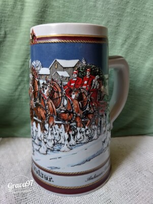 Vintage Ceramarte Anheuser-Busch Budweiser 1989 Clydesdales SP Edition Stein Becher