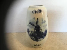 Delft Blauw Hand Decorated 7.25” Vase Made in Holland (Numbered)