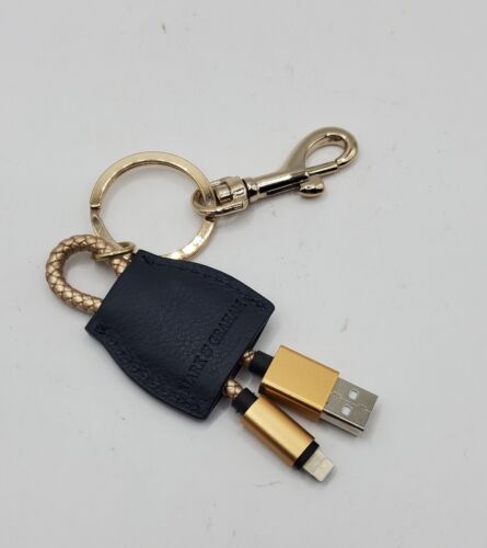 Mark & Graham USB to Lightning Cable Charging Tassel Keychain Italian Leather - Picture 1 of 10