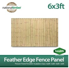 6ft x 3ft Pressure Treated Green Tanalised Feather Edge Fence Panels