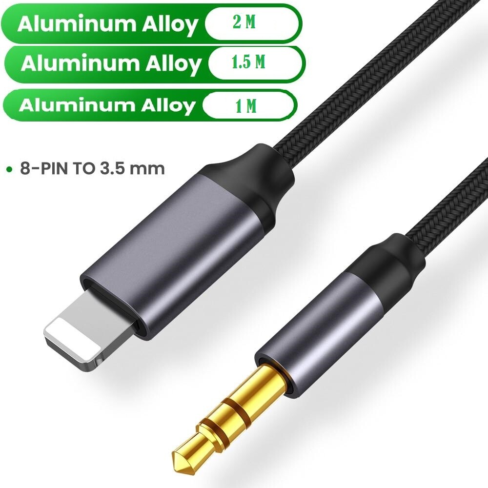1m/2m Jack AUX Adapter Cable for iPhone to Car Audio For iPhone7 8 X 11